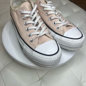 Baby Pink Canvas Sneakers with White Soles